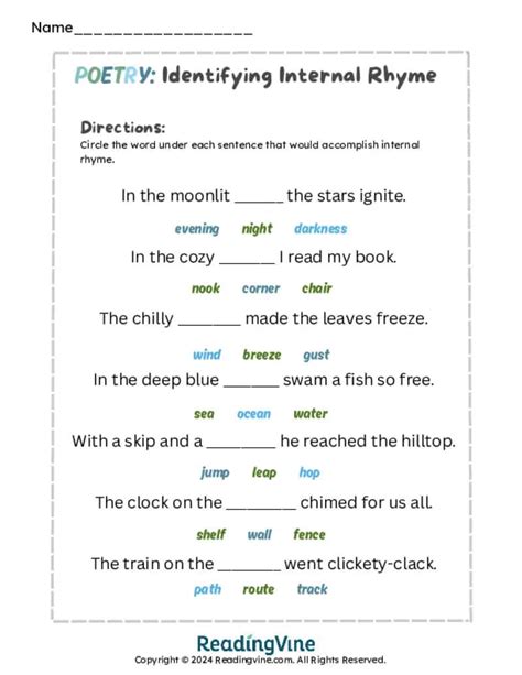 Internal Rhyme Examples and Activities - ReadingVine