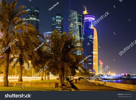 Doha Skyline Night Qatar Middle East Stock Photo 696032752 | Shutterstock