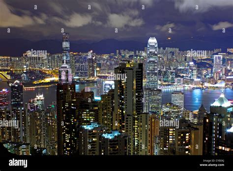 Hong Kong skyline at night Stock Photo - Alamy