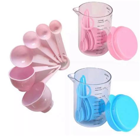 S9 7pcs Set Measuring Cups and Measuring Spoons Set 6 Teaspoon Measuring Spoons and 1 Plastic ...