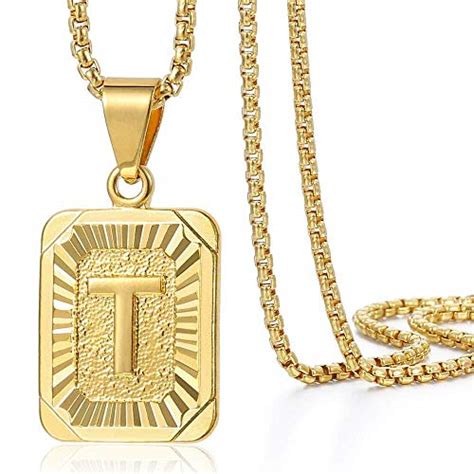 Trendsmax Initial Letter Pendant Necklace Mens Womens Capital Letter Yellow Gold Plated T ...