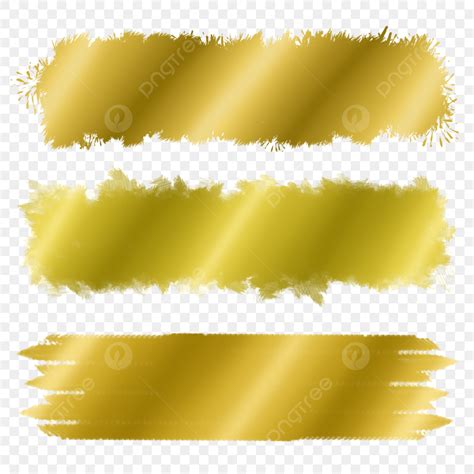 Acrylic Paint Brush PNG Picture, Acrylic Paint Brush Stroke Gold Set Illustration, Paint Stroke ...