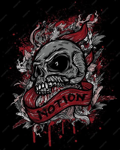 Premium Vector | Skull dark art with hand drawn ornament