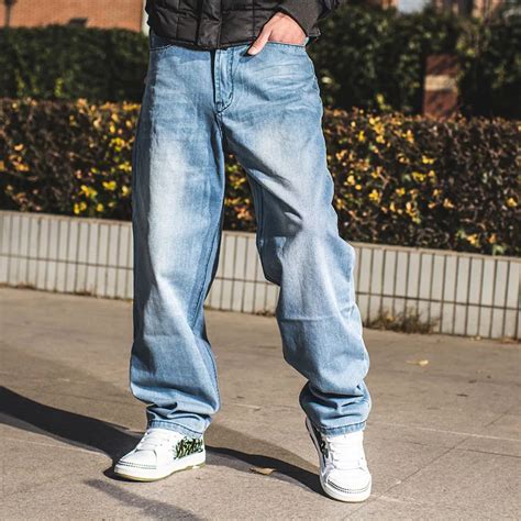 Plus Size 46 Mens Hip Hop Jeans Skateboard Man Baggy Jeans Denim Wide Leg Pants Fashion Casual ...