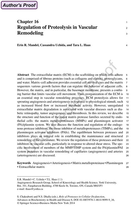 (PDF) Regulation of Proteolysis in Vascular Remodeling