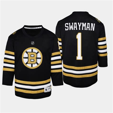 Jeremy Swayman Boston Bruins 2023-24 100th Anniversary Premier Player Youth Jersey Black - Best ...