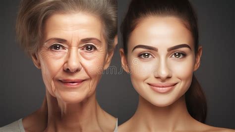 Skin Transformation Conceptportrait of Woman with Skin Issues and Clean Skinrejuvenation Journey ...