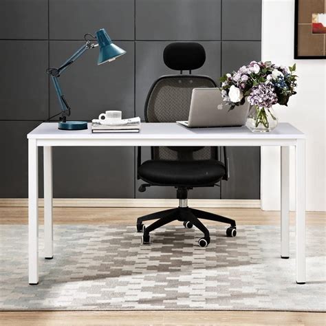 SOGES 55 in Medium Computer Desk Composite Wood Board Home Office Desk White - Walmart.com ...