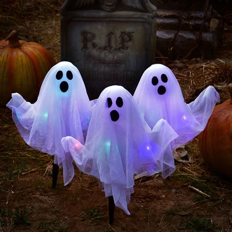 Fun Little Toys Halloween Outdoor Decor, Ghost Yard Stakes, Dazzling Light Decorations - Walmart.com