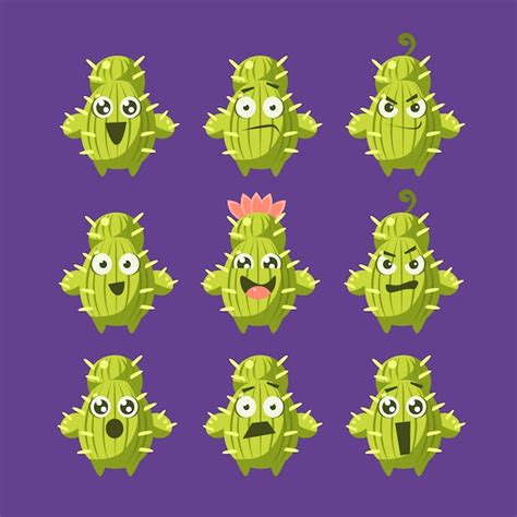 Premium Vector | Cactus cartoon character set