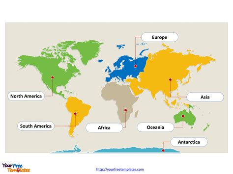 World map with continents - Free PowerPoint Templates