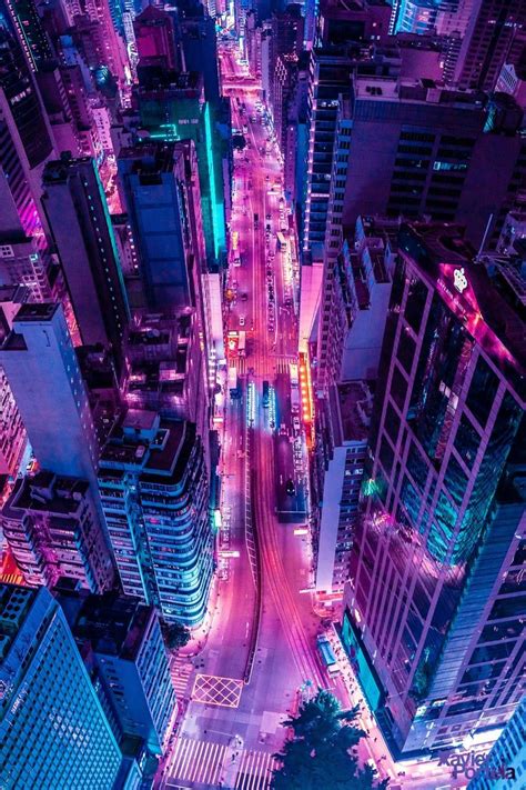 Aerial Explorations of International Cityscapes Washed in a Neon Glow by Xavier Portela ...