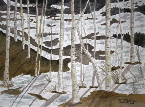 Watercolor Paintings - Art by Derek McCrea: Aspen Trees Painting