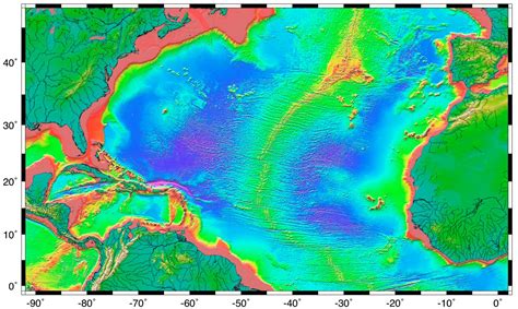 Atlantic Ocean Map Green | Map of Atlantic Ocean Area