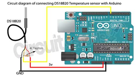 Interfacing DS18B20 Temperature sensor with Arduino,ESP8266 and ESP32 – Circuit Schools