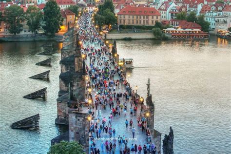 Charles bridge in Prague and its good luck statues