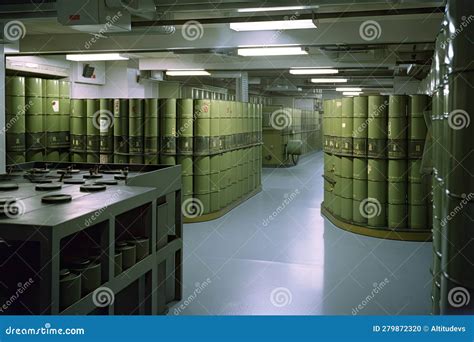 A Nuclear Waste Storage Facility, with the Canisters of Radioactive Material Safely Locked in ...