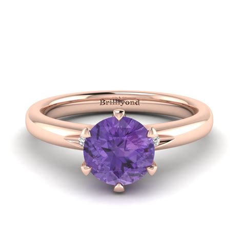 Solitaire Amethyst Ring set in 18k Rose Gold Byond | Brilliyond