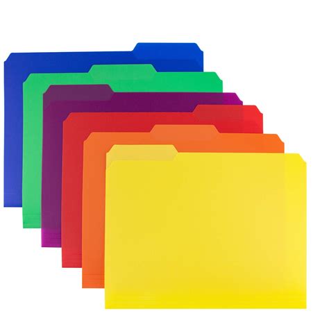 Buy Dunwell Plastic Colored File Folders - 1/3 Cut Tab (12 Pack, Assorted Colors), Sturdy 3 Tab ...