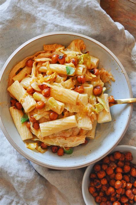 Vegan Roasted Cabbage "Bacon" Pasta - Rabbit and Wolves