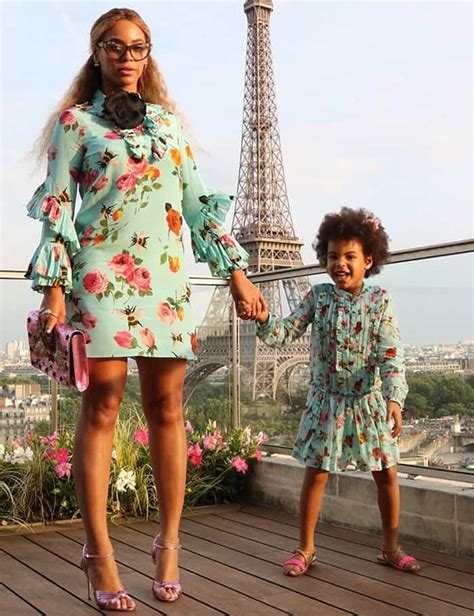 Beyonce and Blue Ivy Wear Matching Gucci Floral Dress in Paris