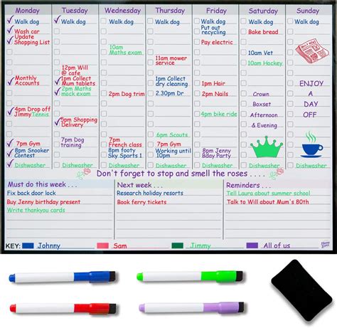 Magnetic Weekly Planner Fridge Whiteboard – Weekly Meal Planner – Family Planner – Get organised ...