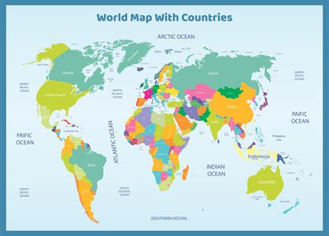 Large World Map - 10 Free PDF Printables | Printablee | World map with countries, Free printable ...