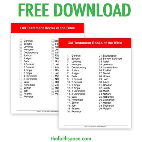 66 books of the Bible list (plus free printables pdf) - The Faith Space