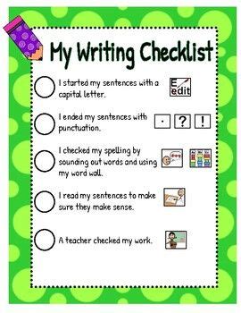 First Grade Writing Checklist with Visuals