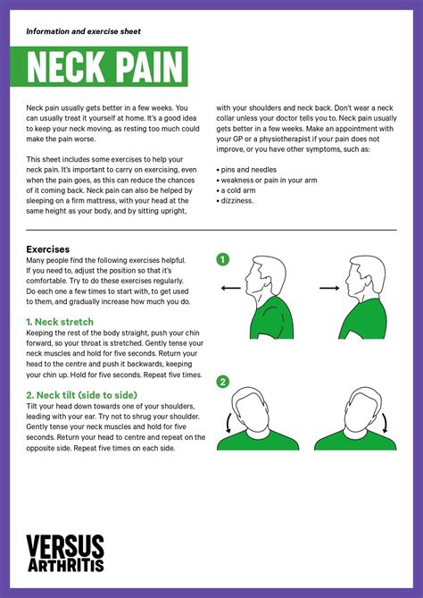 Neck Pain exercise sheet – Versus Arthritis