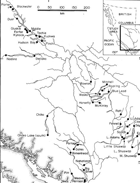 Map of the Fraser River watershed indicating locations of relevant... | Download Scientific Diagram