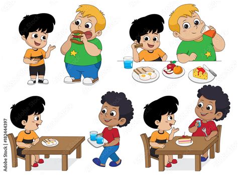 Children Sharing Food Clipart