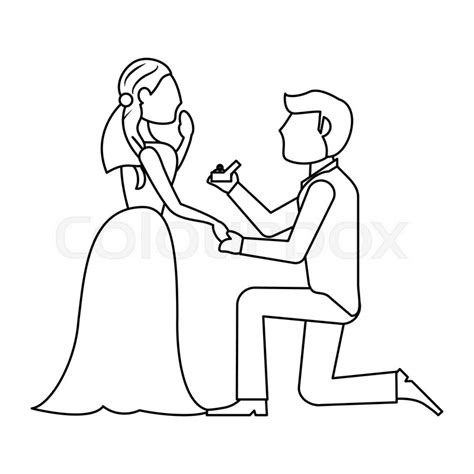 Wedding couple proposal cartoon vector ... | Stock vector | Colourbox