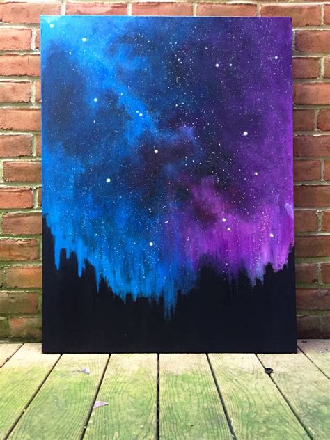 Mellow Wonder: Stardust Galaxy (original art, large original painting, blue purple acrylic ...