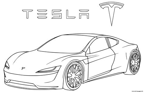 Roadster 2 Tesla Coloring page Printable