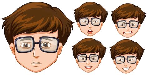 Free Vector | Man with five different facial expressions