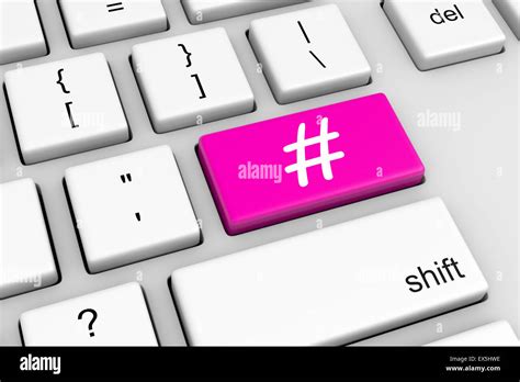 Computer Keyboard with Hashtag Symbol Button Illustration Stock Photo - Alamy