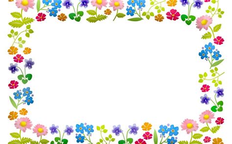 Download wallpapers floral frame, white background, flowers, frame of colorful flowers, frame ...