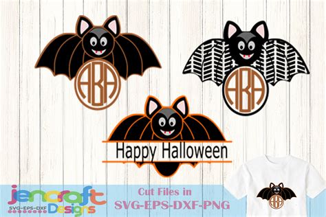 Spooky Bats Halloween SVG Cut Files - Monogram Frames Bundle (141131) | SVGs | Design Bundles