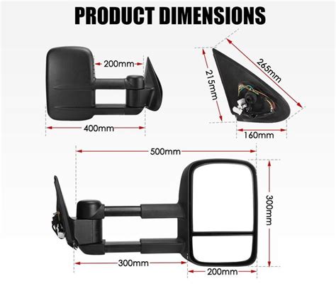 Extendable Towing Mirrors for Mitsubishi Triton MQ/MR 2015 on Black Pair | Towing mirrors ...