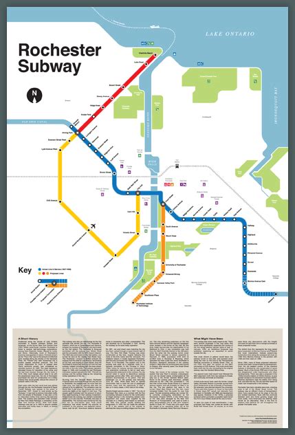 Rochester Subway : Modern Rochester Subway Map [ 24" x 36" Poster ]