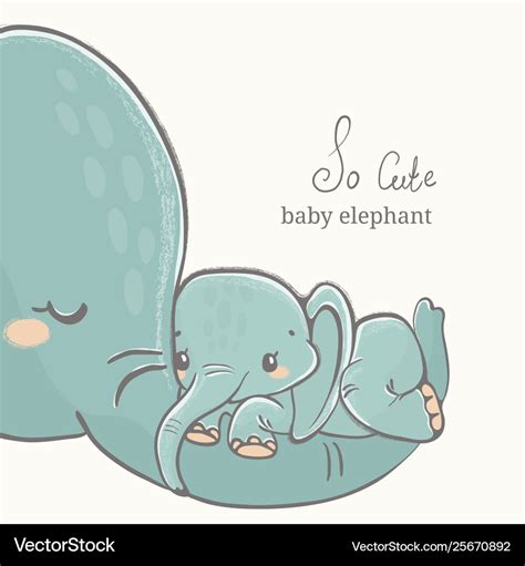 Elephant with his mother drawing cute family Vector Image