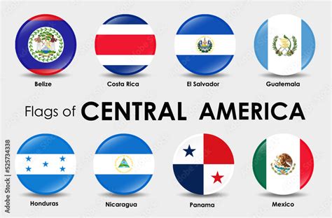 Flag Icons countries of Central America. Set of round flags design Stock Vector | Adobe Stock