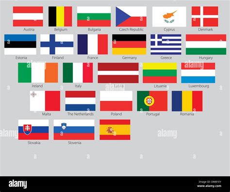 Banderas de los 27 países miembros de la Unión Europea Imagen Vector de stock - Alamy