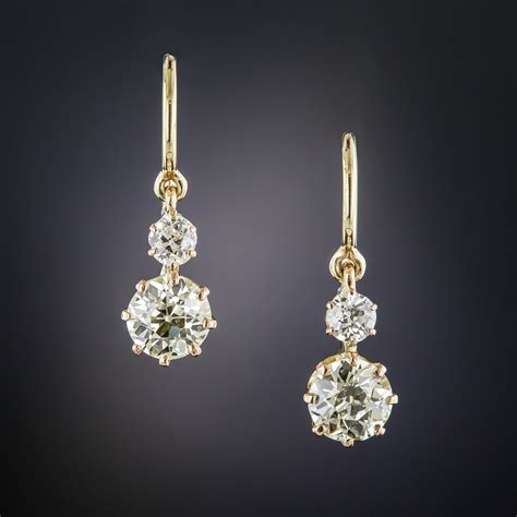 Antique Double Diamond Drop Earrings