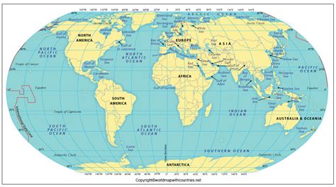 Printable Map Of The Continents And Oceans