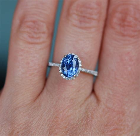 Sapphire engagement ring. Blue sapphire engagement ring. 3.5ct Oval Cornflower blue sapphire ...