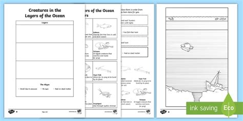 Ocean Zones Worksheet For Kindergarten - Kristins Traum