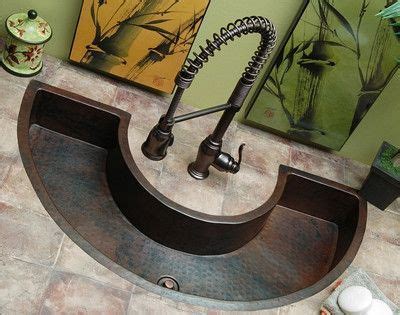 39" Curved Hammered Copper Trough Bar Sink | Bar sink, Trough sink, Rustic sink