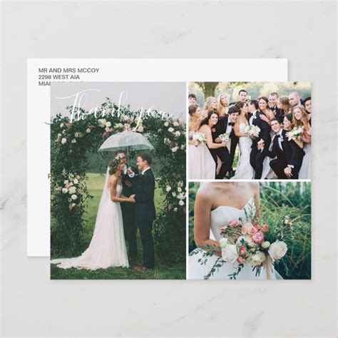 Wedding Photo Collage Thank You Postcard | Zazzle